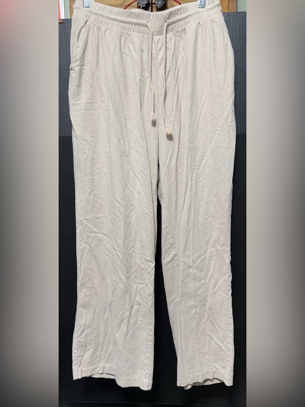 🪁Torrid Beige Pull-On Wide Leg Stretch Linen High-Rise Pants